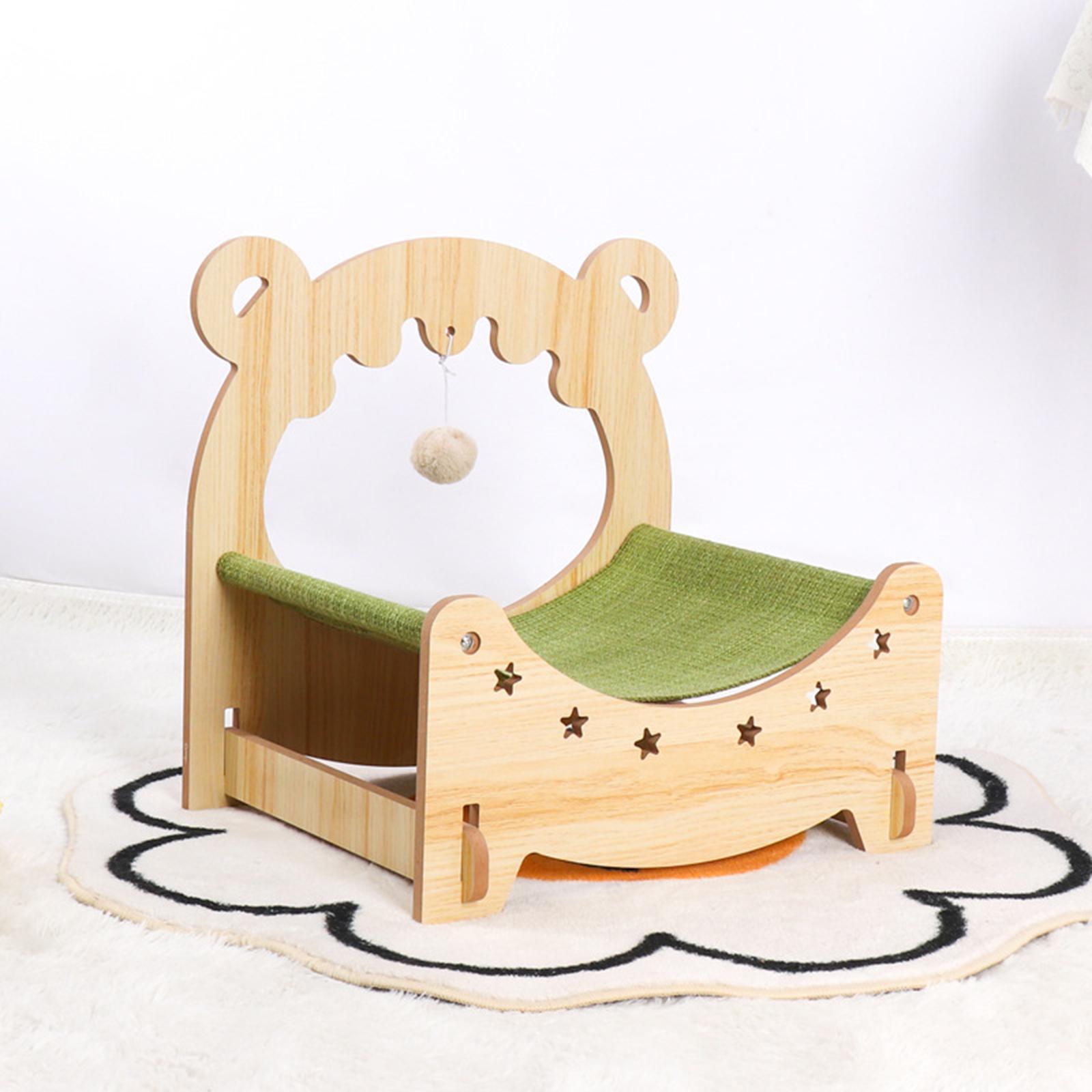 Wooden Cat Bed Hammock Elevated Cat House Sleeping Nest for Cat Rabbit Puppy