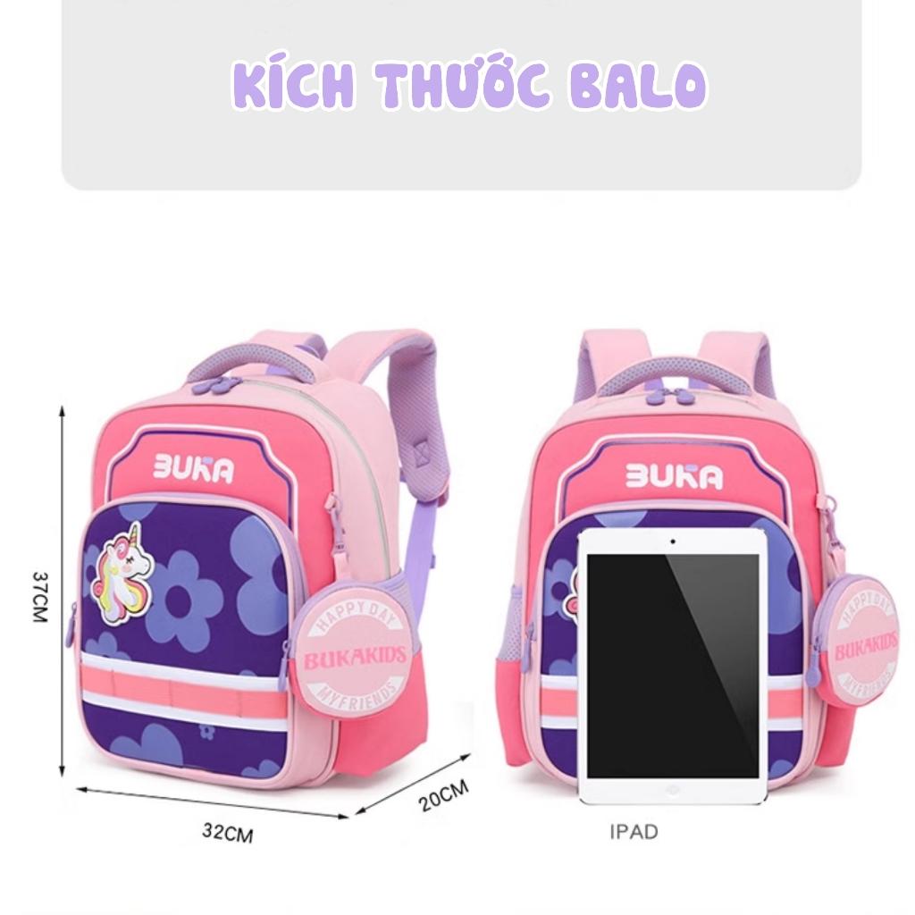 Balo cho bé đi học mẫu giáo lớp 1 2 vải oxford cao cấp kèm hộp bút màu pastel dễ thương 3027