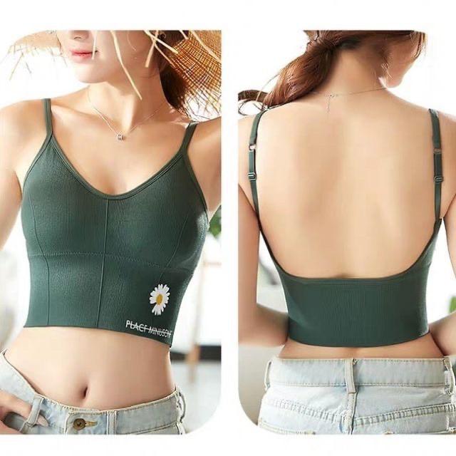 Áo bra cotton len tăm Hoa Cúc Hottrend- Áo lót không gọng tập Gym, yoga