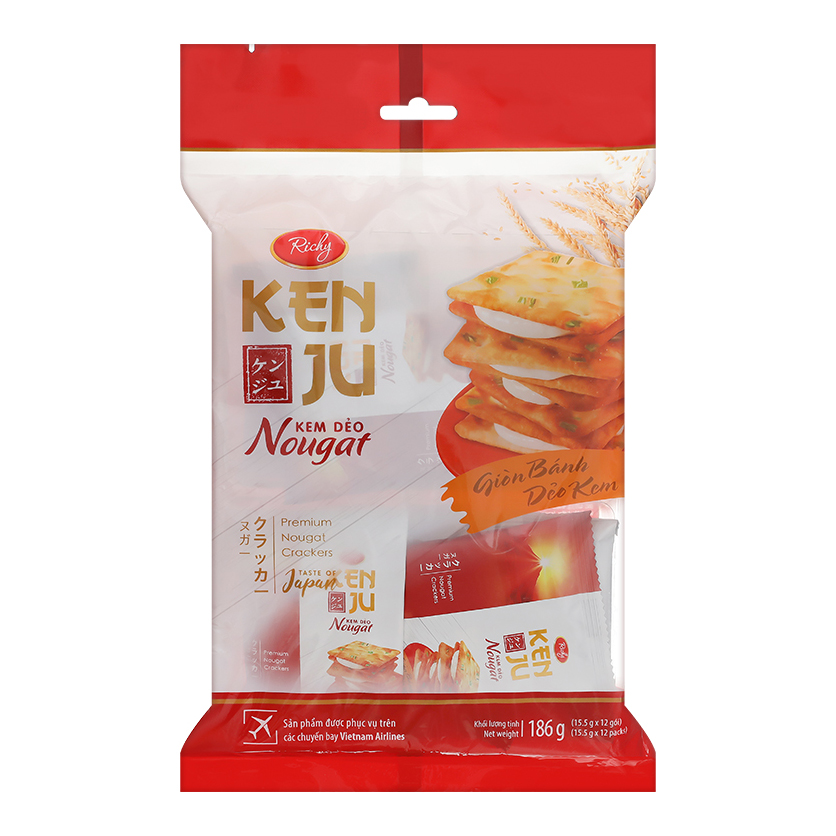 Combo 2 Túi Bánh Quy Richy Kenju Kem Dẻo 186gr - Hương Vị Nhật