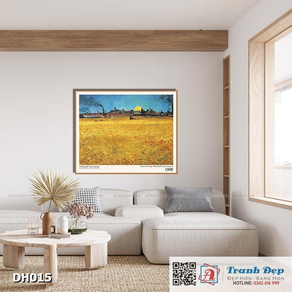 Tranh canvas - Summer Evening- Wheatfield with Setting sun - Vincent van Gogh