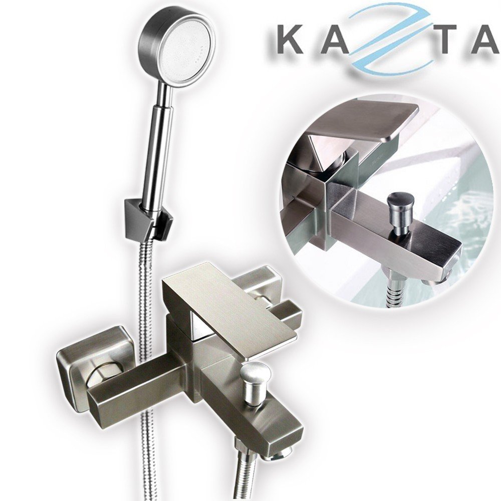 Combo Thiết Bị Nhà Tắm Cao Cấp KAZTA KZ-CBT03: Bồn Cầu 1 Khối Xả Xoáy Nắp Êm-Lavabo Đặt Bàn Đá-Sen Tắm Nóng Lạnh Kèm Bộ Phụ Kiện Nhà Tắm Sang Trọng Như Hình