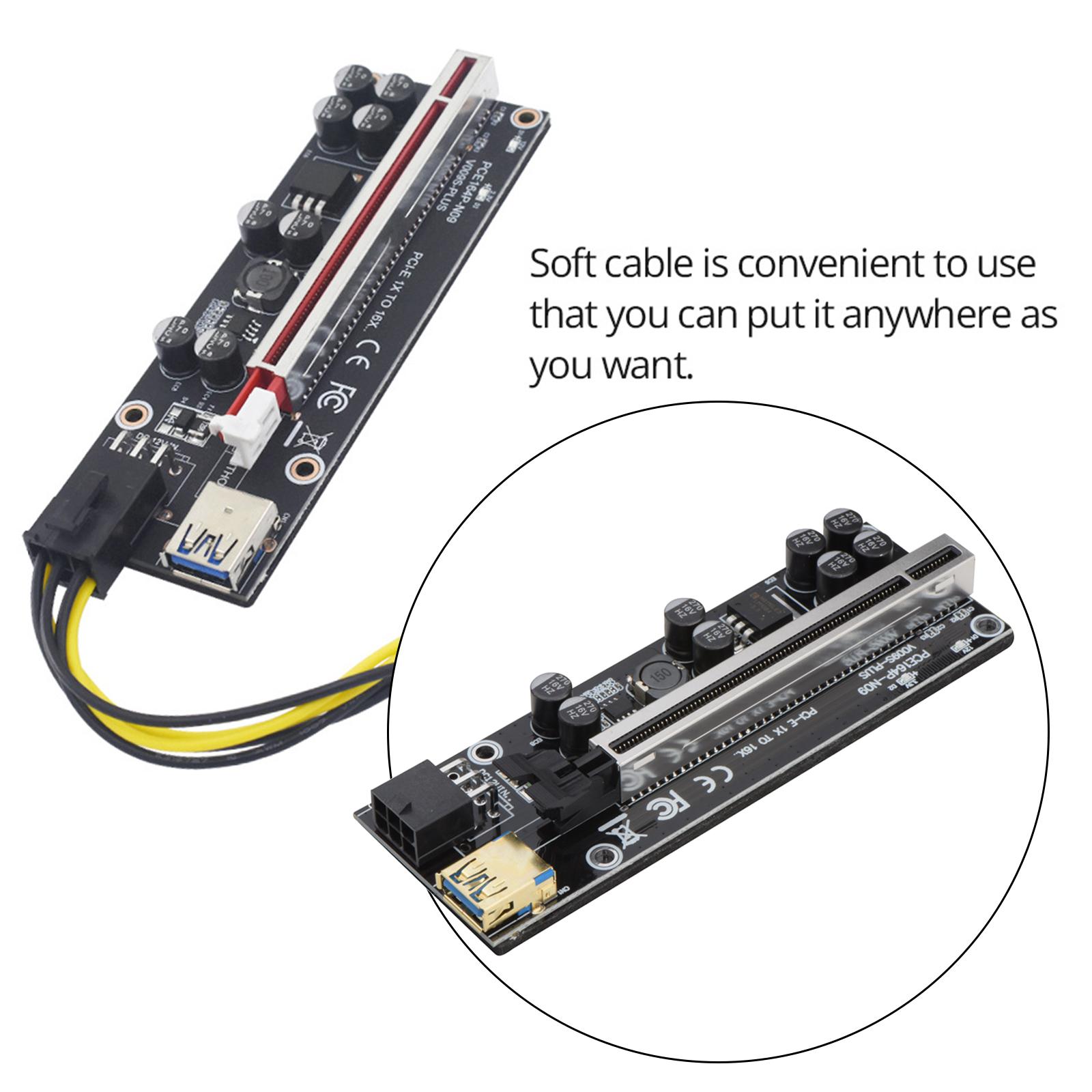 PCI-E Riser Express Cable 1X to 16X Graphics Extension for Mining Powered Riser Adapter Card,