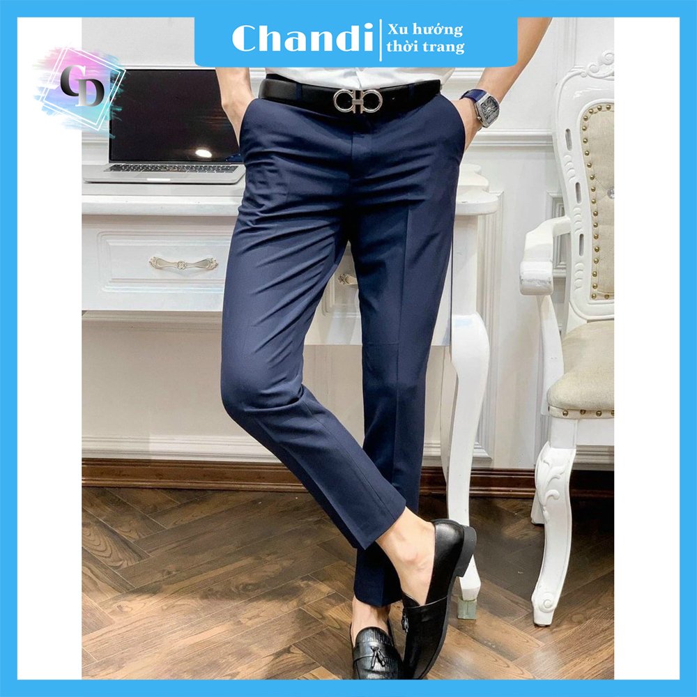 Quần Tây Âu Nam Co Giãn Nhẹ Dáng Ôm, Quần Nam Công Sở Lịch Sự Phù Hợp Mọi Hoàn Cảnh Thương Hiệu Chandi Mã Nt334 - Xanh Đen - Size 29