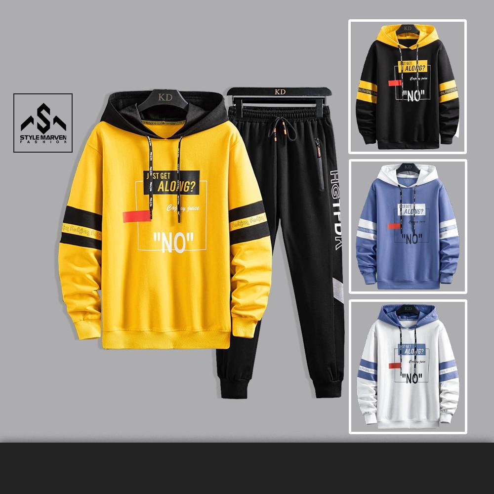 Bộ quần áo nỉ thể thao unisex Hoodie ALONG in cách điệu phối quần Jogger bo ống năng động SET NAM 90000169