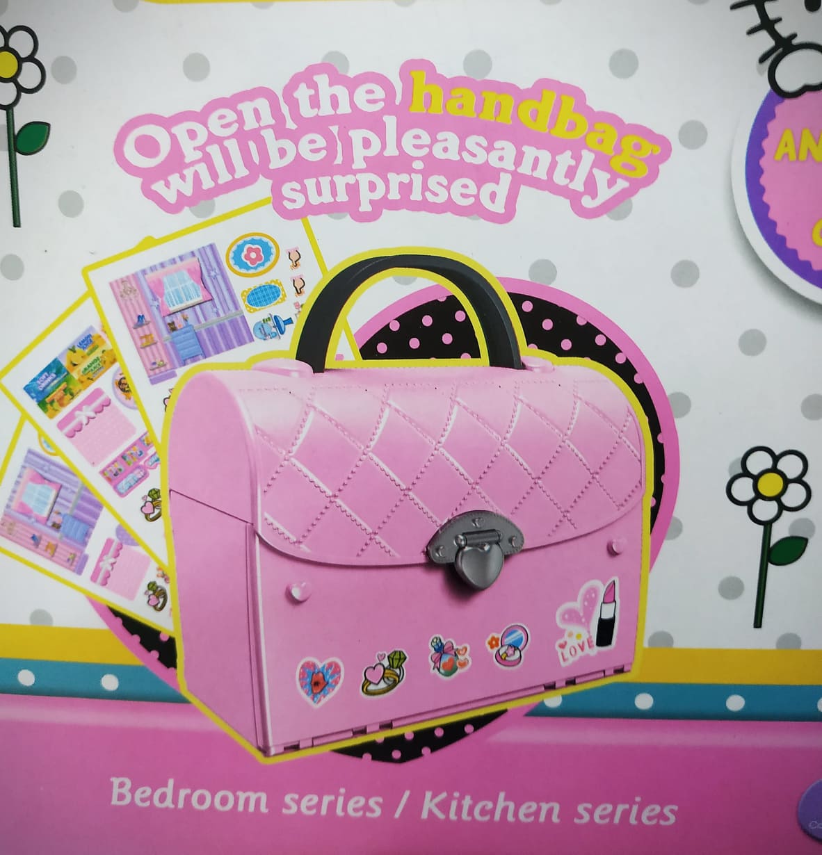 Bộ đồ chơi ngôi nhà khép kín Dream House Hello Kitty mẫu phòng bếp gấp gọn dạng túi xách cao cấp kèm đồ nội thất