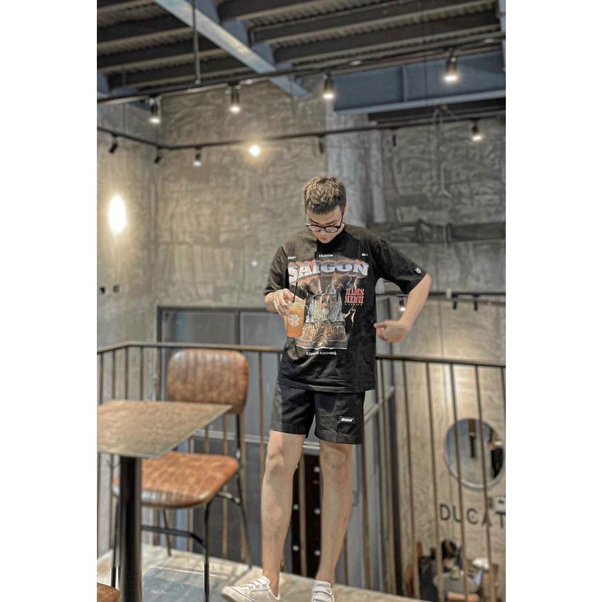 Áo thun tay lỡ unisex Saigon đầy đủ tem cổ tag tay Hany shop