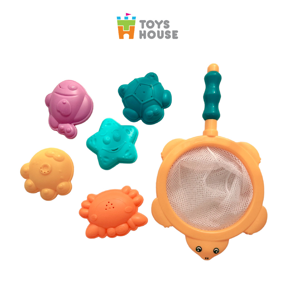 Đồ chơi nhà tắm - Vợt bắt cá, set 5 sinh vật biển ToysHouse HE0229