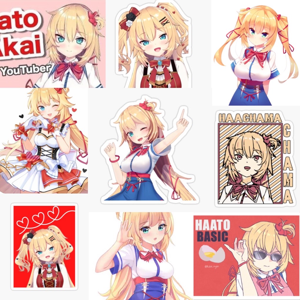 Ảnh Sticker Akai Hatto 30-60 cái ép lụa khác nhau/ Hình dá Vtuber Hololive Akai Hatto