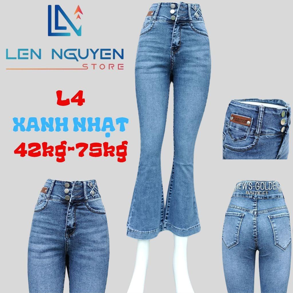 L4_Quần jean nữ, loe, lưng cao, quần bò nữ dáng ôm, quần rin nữ có big size, cho 42kg đến 75kg,LEN NGUYEN STORE - Xanh Đậm