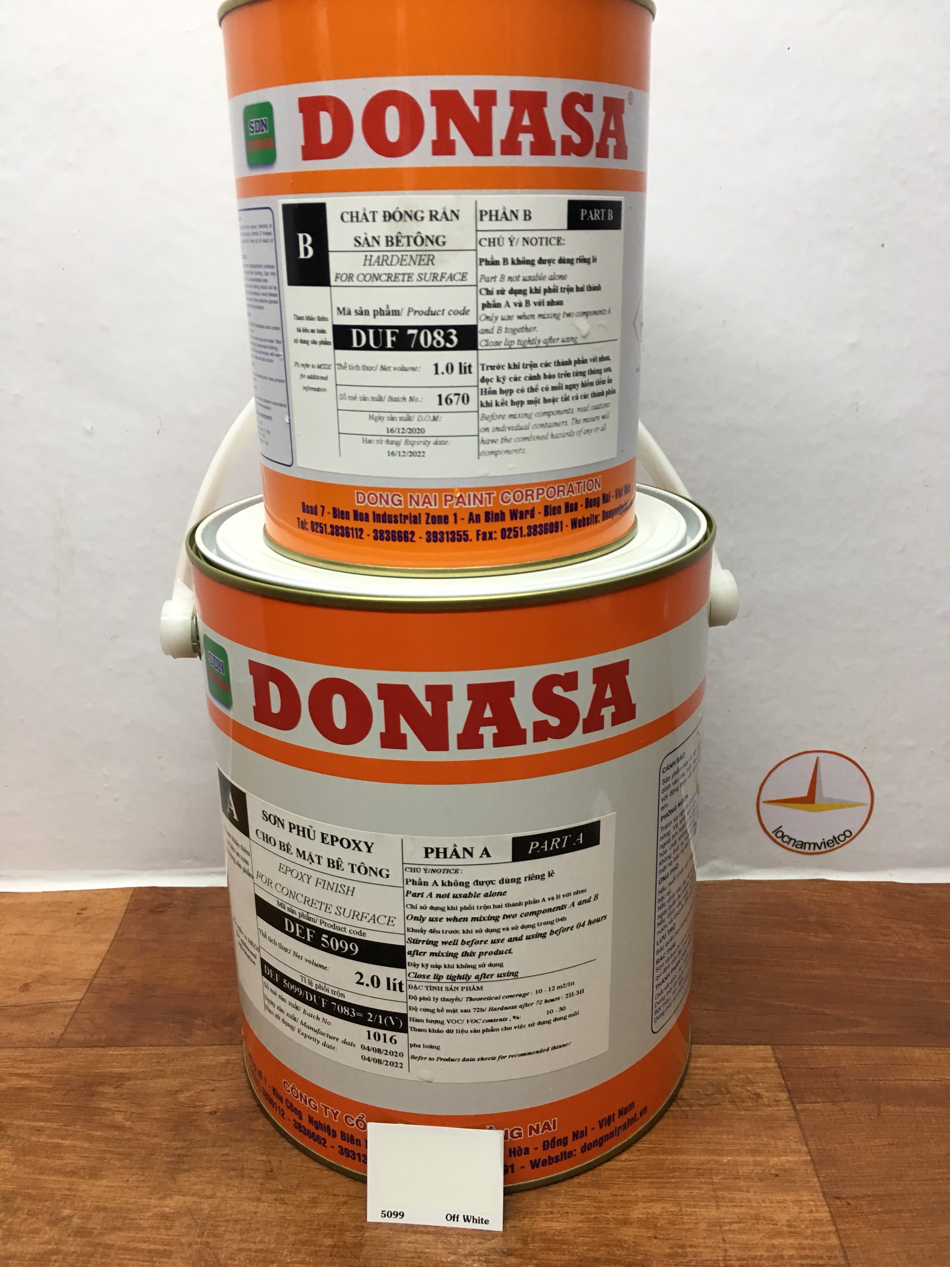 Sơn sàn bê tông Donasa /Floor coating Paint màu trắng mờ DEF 5099 3L