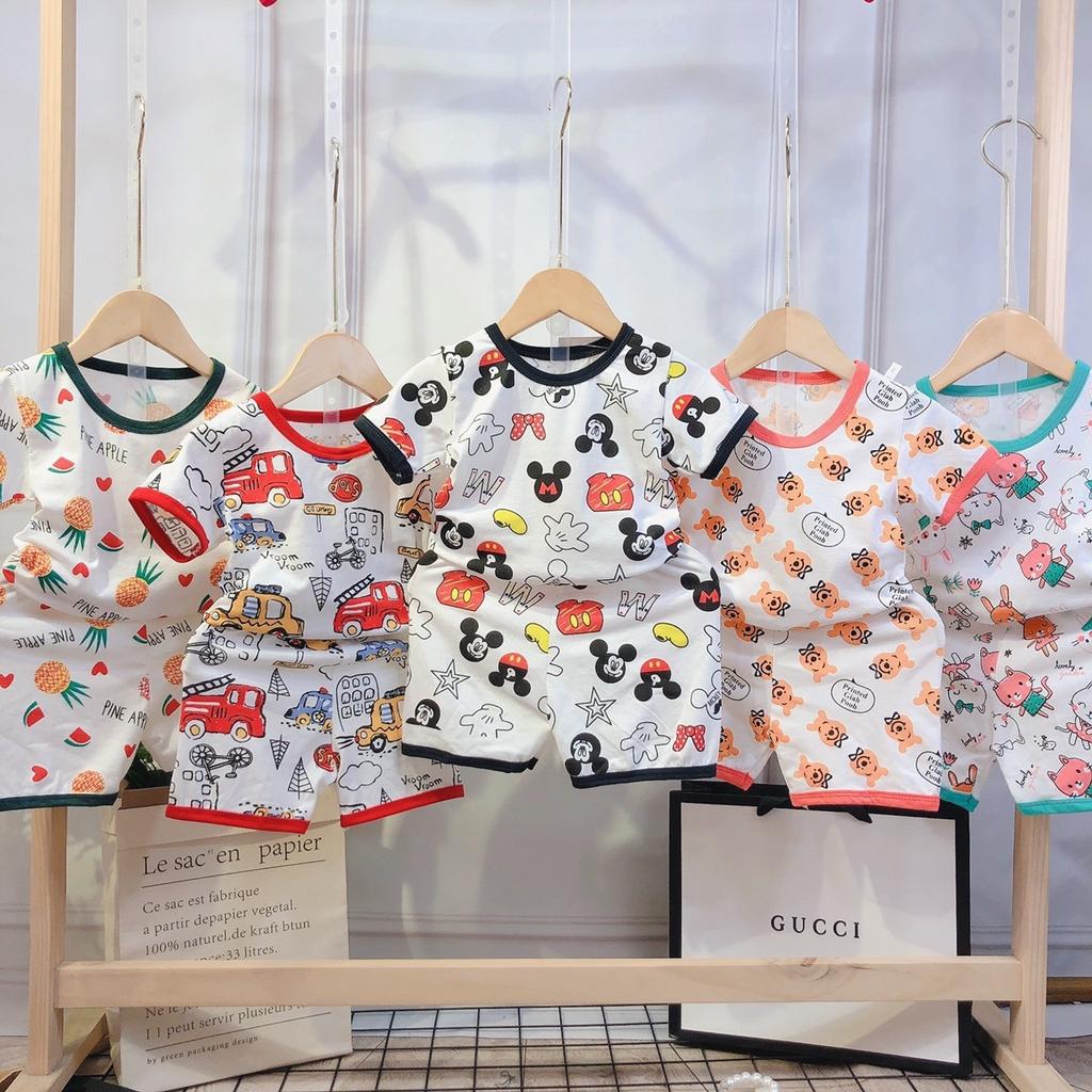 Bộ Cộc Tay In Hình Xinh Xắn Cho Bé Chất Cotton Siêu Mềm