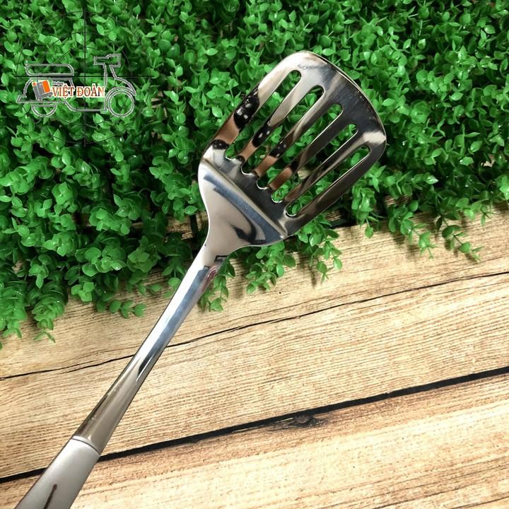 Sạn Xẻng LỖ INOX cán Bông 32cm. Dụng cụ thiết yếu làm bếp Muỗng Vá Sạn Xẻng Vợt dùng chiên xào nấu cho GIA ĐÌNH và quán