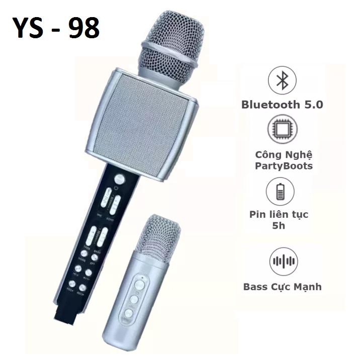 Micro Hát Karaoke Bluetooth Không Dây YS-98 Kèm Micro Phụ Hát Song Ca Cực Hay