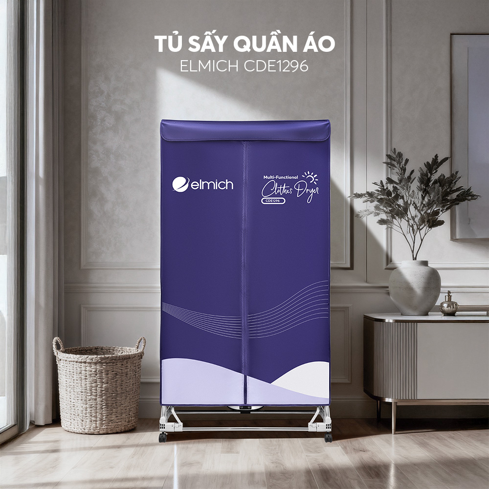 Tủ Sấy Quần Áo Elmich CDE1296, Hàng Chính Hãng, Chịu Tải 25kg, Thiết Kế 2 Tầng - JoyMall