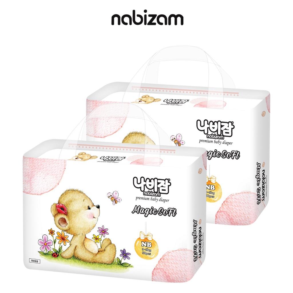 COMBO 2 Bịch Tã/Bỉm Dán NABIZAM Magic Soft Cao Cấp Từ Sợi Bông Được Tuyển Chọn An Toàn Cho Em Bé Size NB 3-5kg,50 Miếng