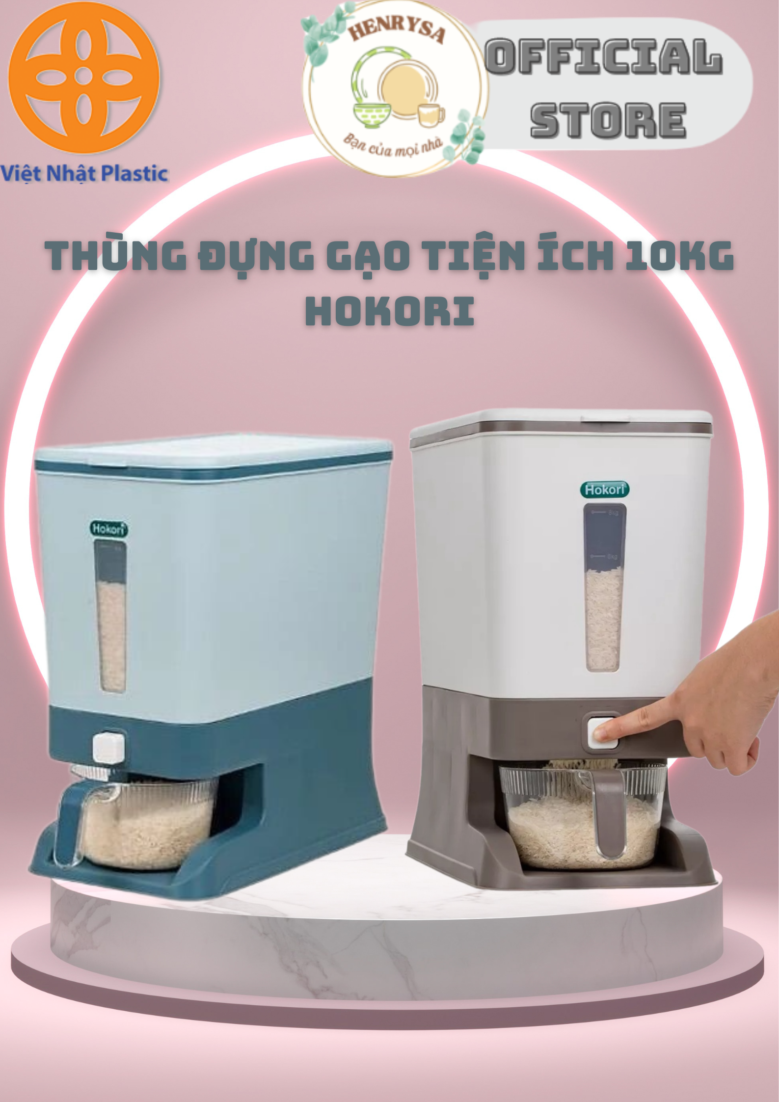 Thùng đựng gạo tiện ích 10kg Hokori
