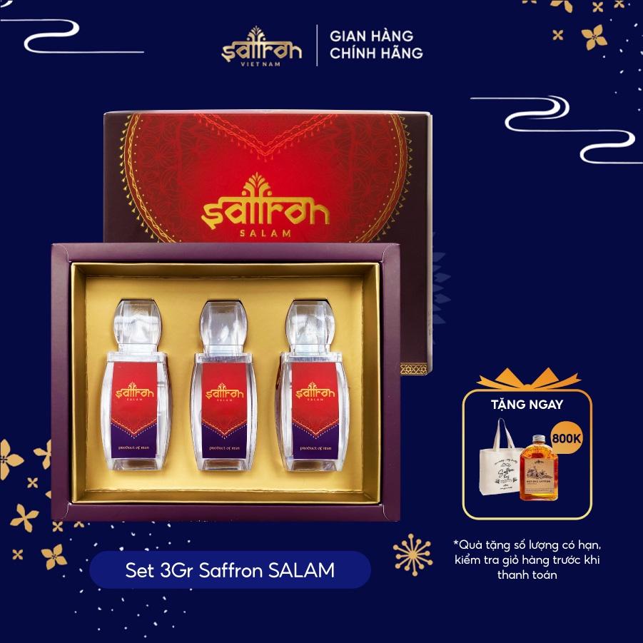 Set quà 3 hũ Nhụy hoa nghệ tây cao cấp Saffron SALAM 3Gr (1gr/hũ)