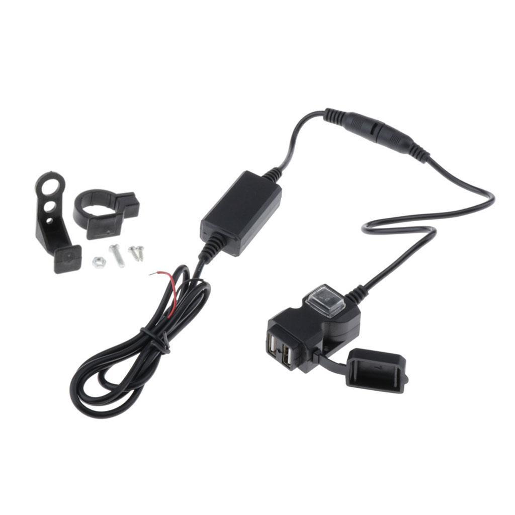 Waterproof Dual USB Handlebar Charger Socket w/ Switch &Mount 12-24V