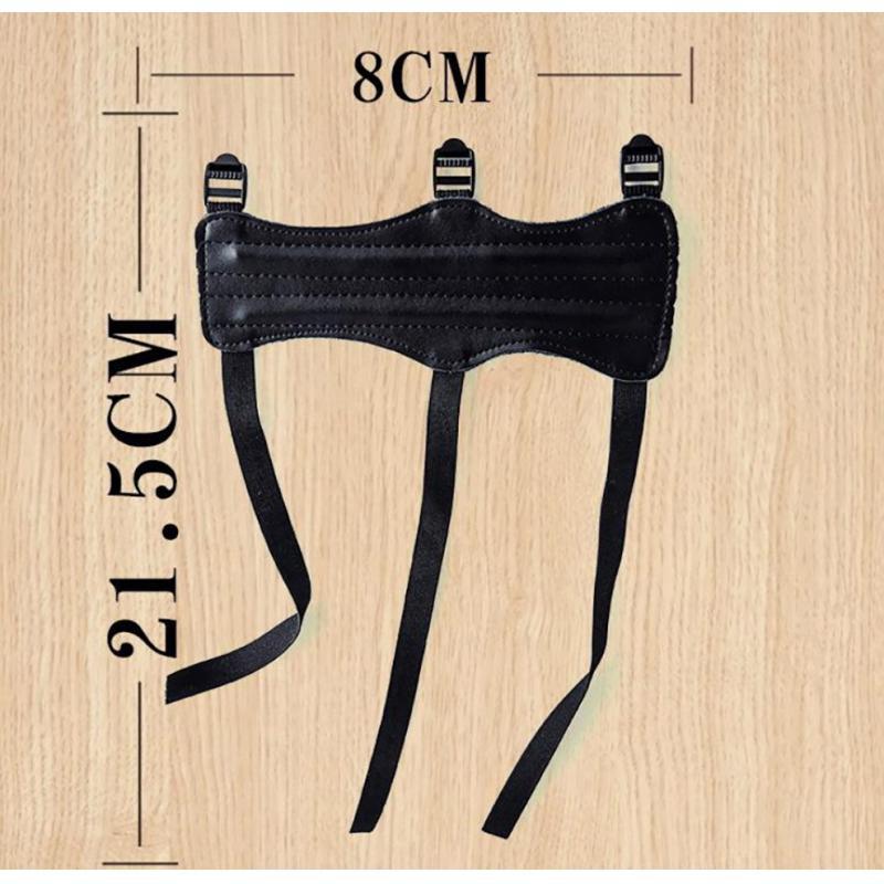 PU Leather 3 Straps Arm Guard for Recurve Compound Long Bow Hunting Shooting Black