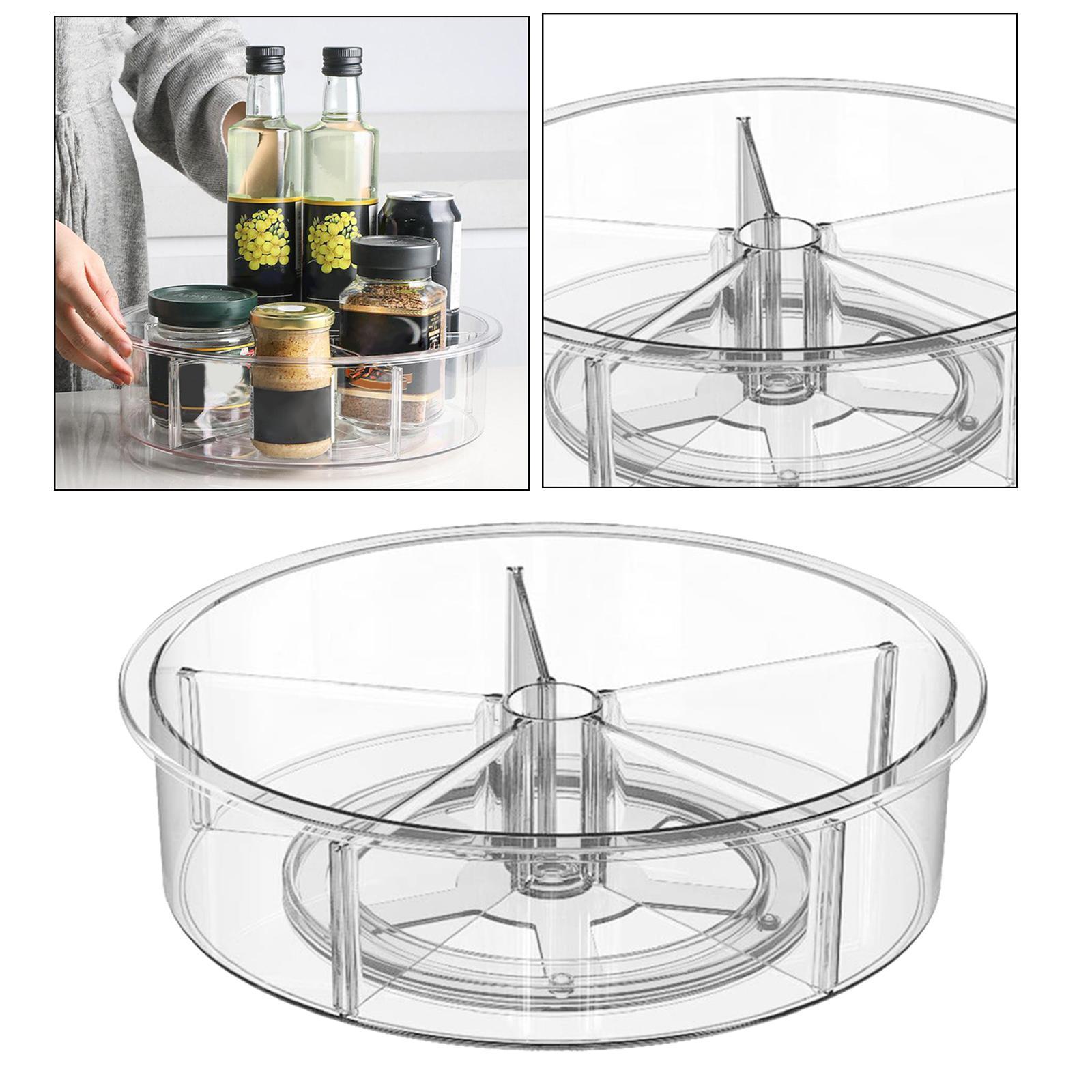 Divided   Turntable Storage Box Organizer  for Kitchen Cabinet