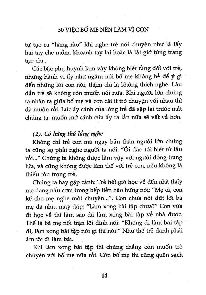 50 Việc Bố Mẹ Nên Làm Vì Con (Tái Bản 2015)