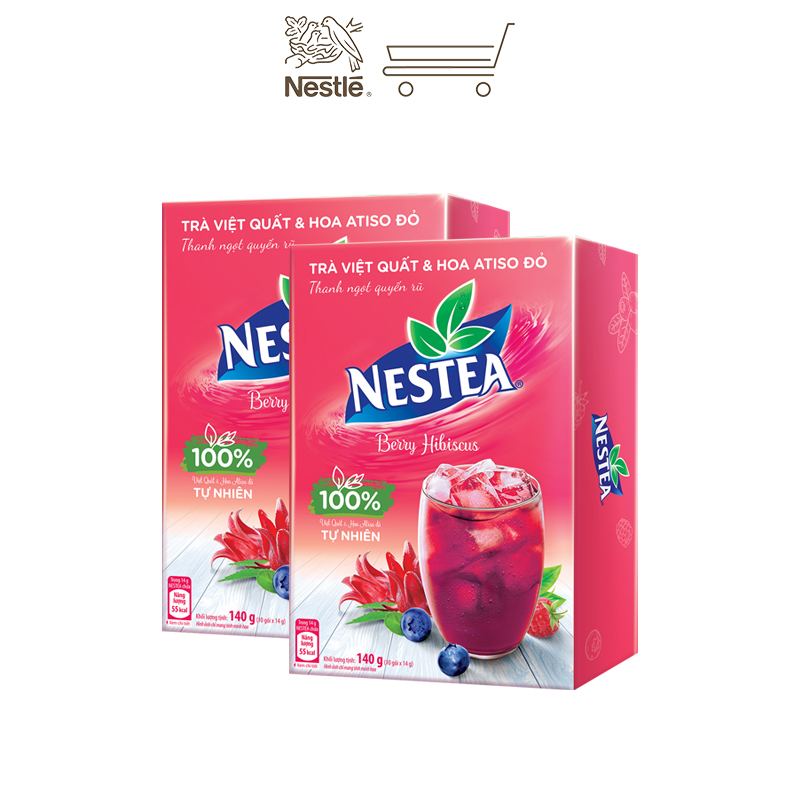 Combo 2 hộp trà việt quất và hoa atiso đỏ Nestea (10 gói x 14g)