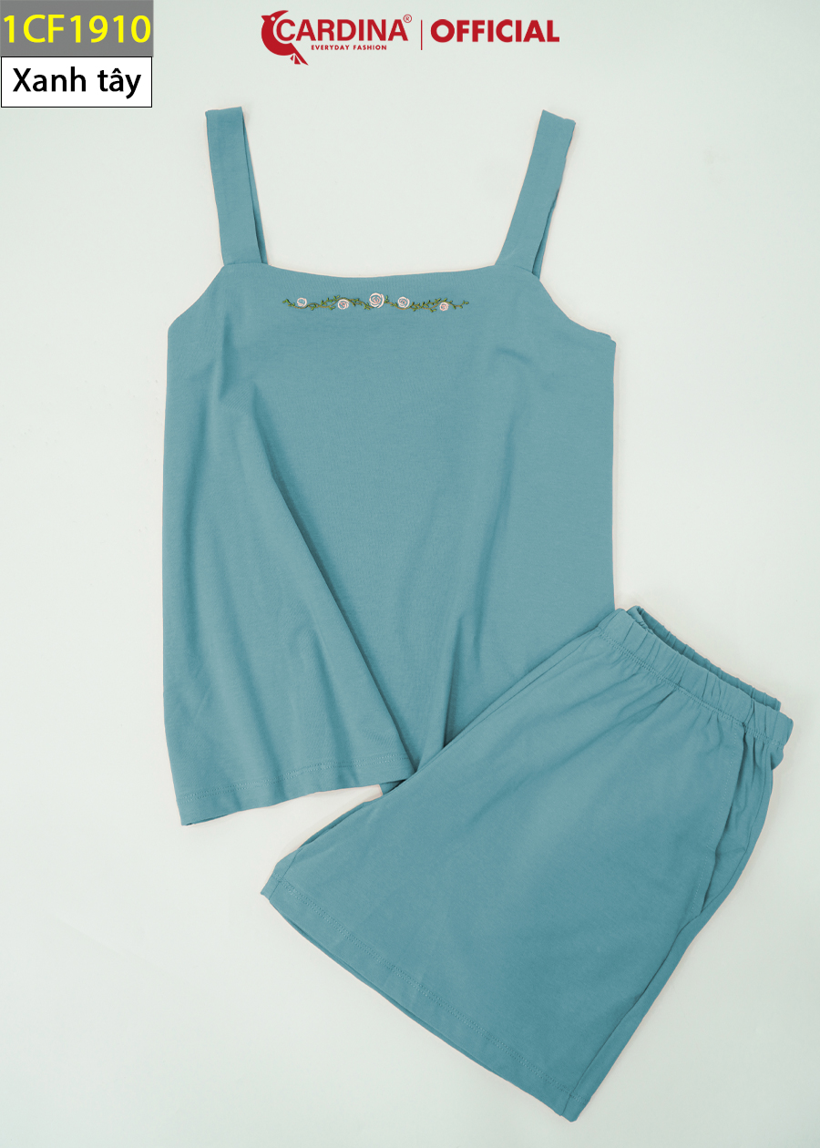 Bộ Mặc Nhà Nữ CARDINA Hai Dây Thêu Hoa Chất Cotton Nhật Cao Cấp Giúp Phái Đẹp Thêm Cuốn Hút, Quyến Rũ 1CF19