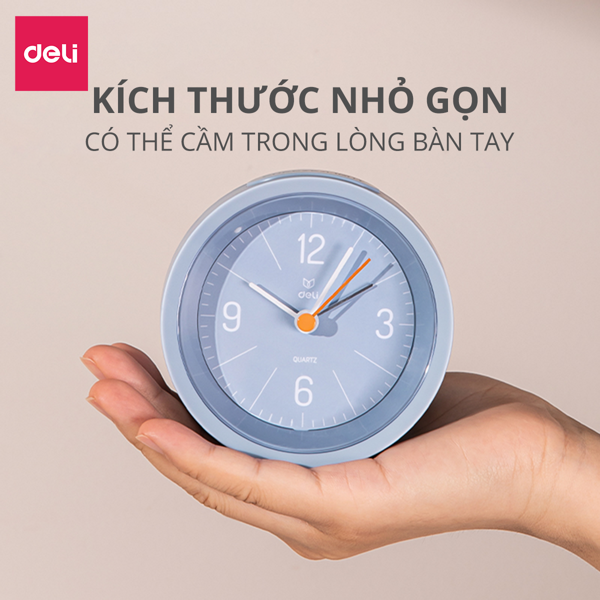 Đồng Hồ Báo Thức Để Bàn Có Đèn Đêm Deli - Thân Nhựa Kim Thiếc Cao Cấp Kiểu Dáng Tinh Tế - Có Nút Bấm Báo Lại Báo Thức