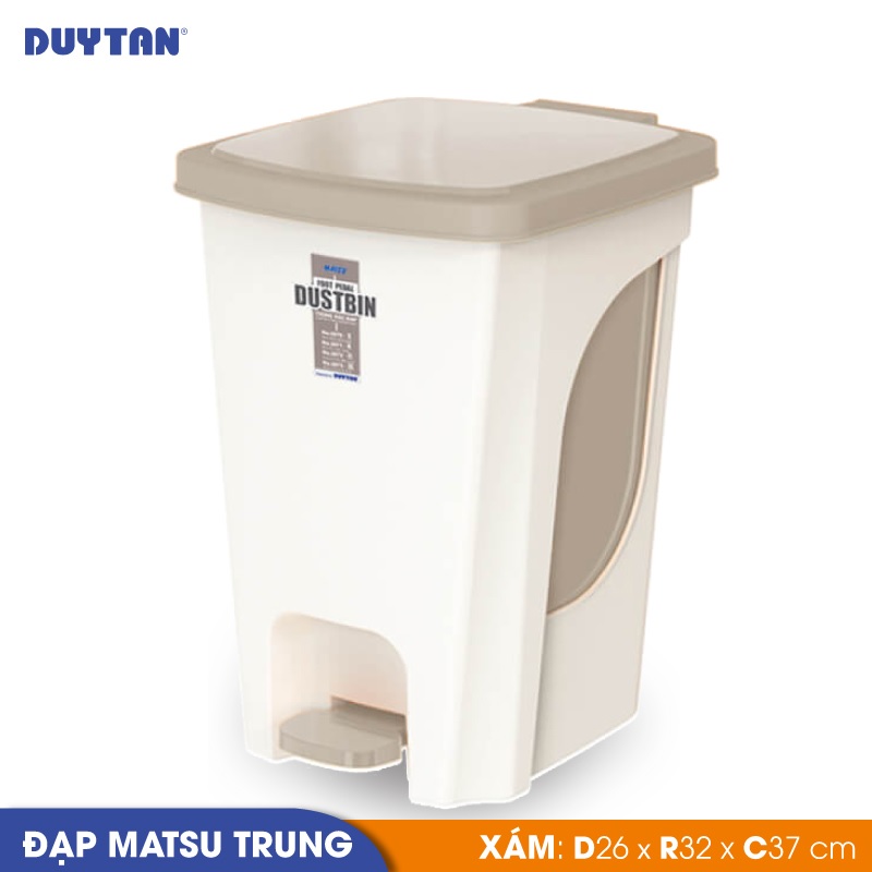 Thùng rác đạp trung nhựa Duy Tân Matsu (25 x 32 x 38 cm) - 02393 - Giao màu ngẫu nhiên - Hàng chính hãng