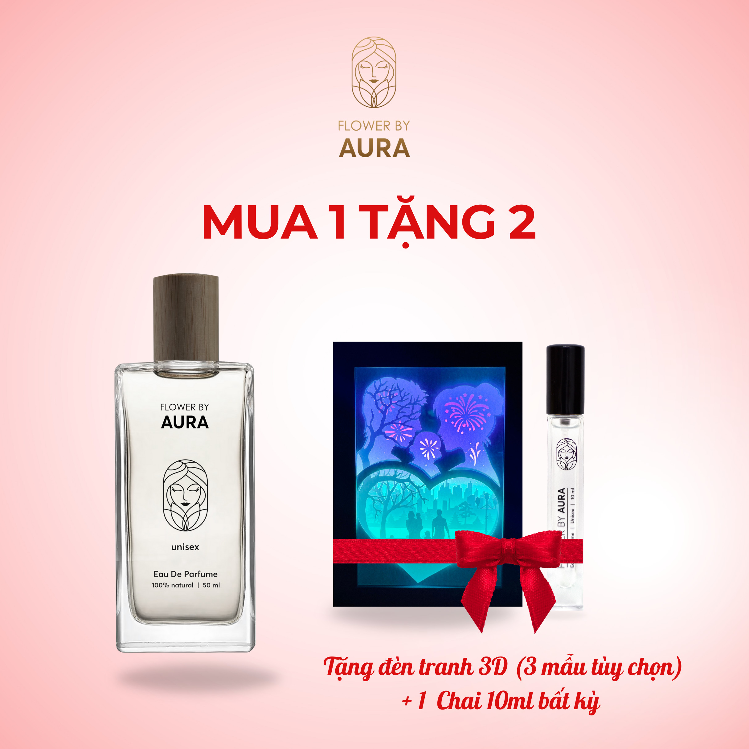 [MUA 1 TẶNG 2] Nước hoa thiên nhiên Flower By Aura/ Unisex hương thơm tinh tế, quyến rũ cho nam và nữ 50ml