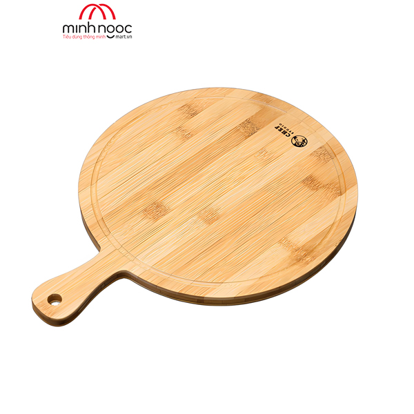 Thớt tre Chef Studio hình tròn có tay cầm 40x30x1.5cm, MSP-CB43. Cắt, thái rau củ, dùng decor, bày trí.