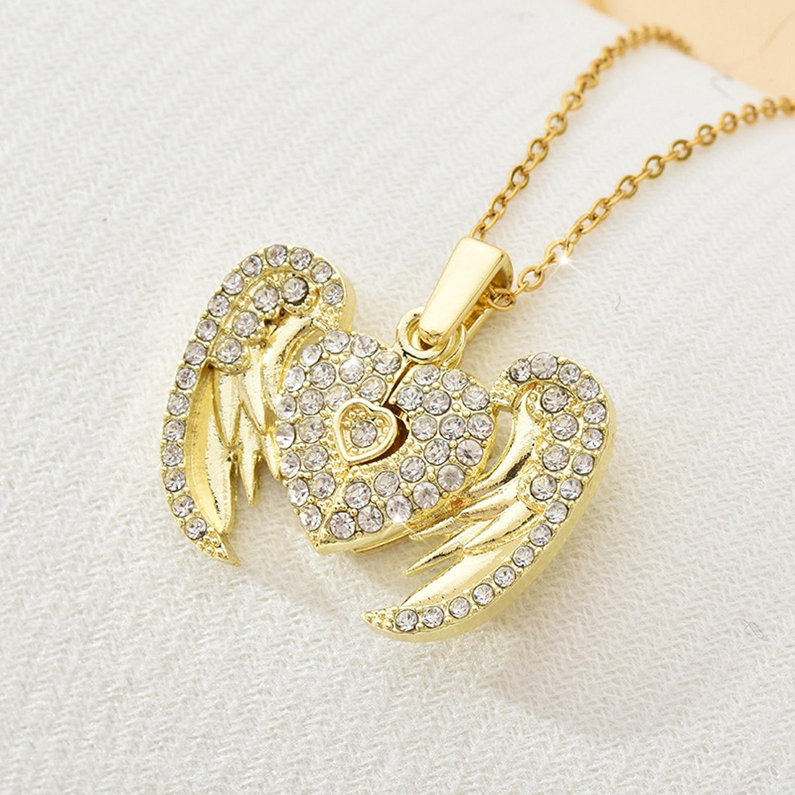 Angel  Pendant Necklace Heart Locket Necklace for Christmas Mother