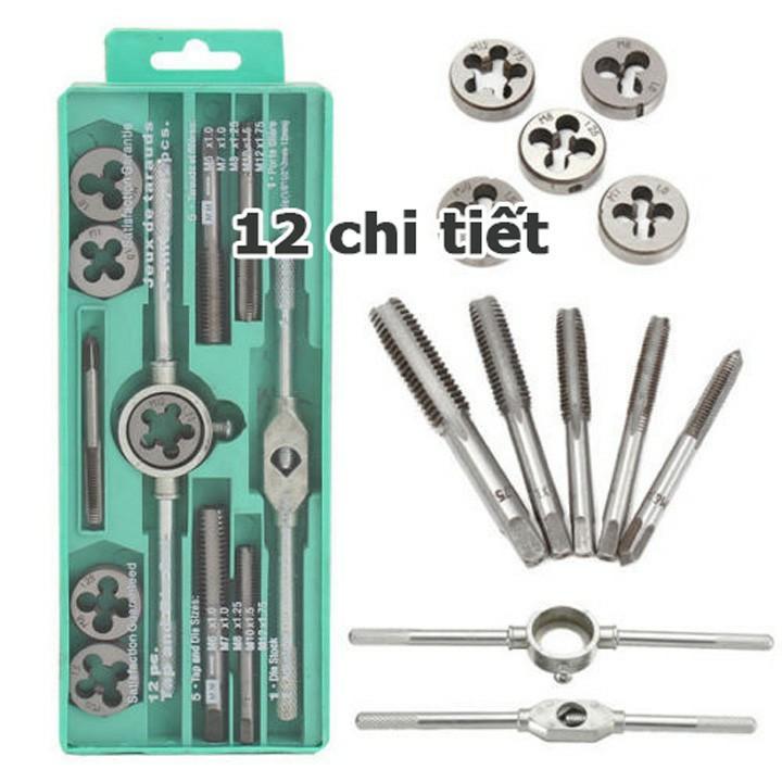 Bộ tạo ren 12 20 40 chi tiết bộ taro hợp kim siêu cứng- Bộ tay quay taro tạo ren trong và ngoài