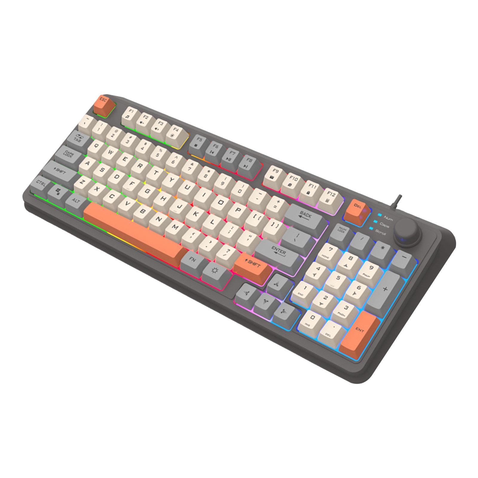 RGB Gaming Keyboard 94 Keys Compact USB Wired Keyboard for Windows PC Gamers