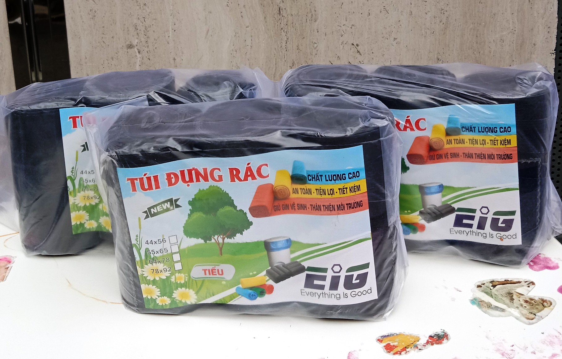 Combo 3kg Túi Đựng Rác Không Lõi EIG 3-EIG-B 4456 Size Nhỏ - Đen