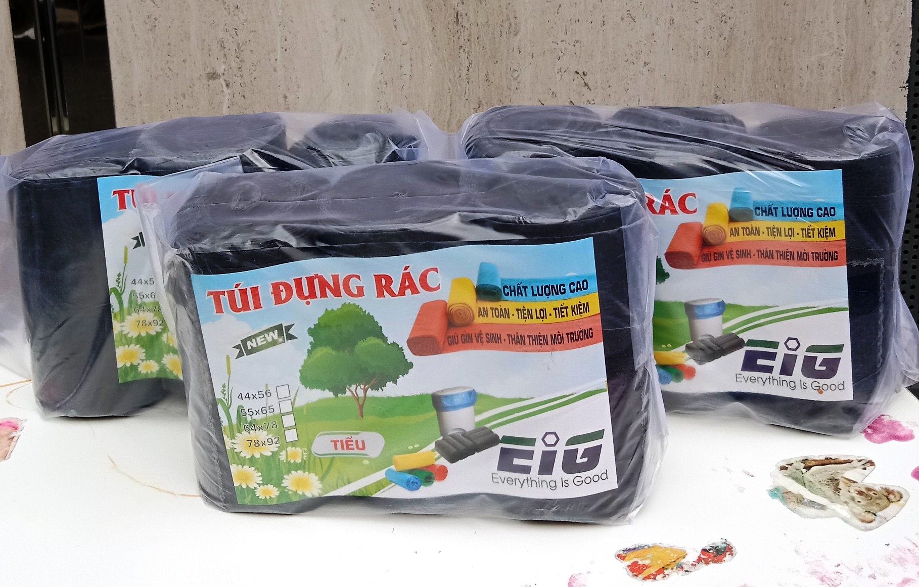 Combo 3kg Túi Đựng Rác Không Lõi EIG 3-EIG-B 4456 Size Nhỏ (44 x 56 cm) - Đen