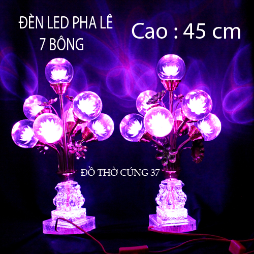 ĐÈN THỜ PHA LÊ BI TRÒN 7 BÔNG TỰ ĐỘNG CHUYỂN MÀU