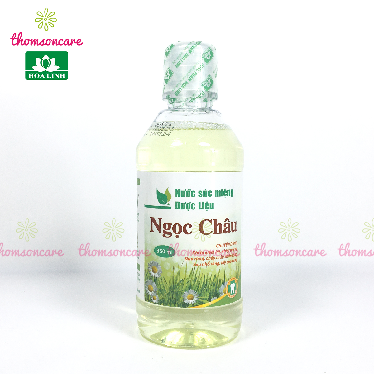 Nước súc miệng dược liệu Ngọc Châu - Giảm nhiệt, hôi miệngg, làm trắng, chống sâu răng - Từ trà xanh, bạc hà, tinh dầu tràm - Chai 350ml