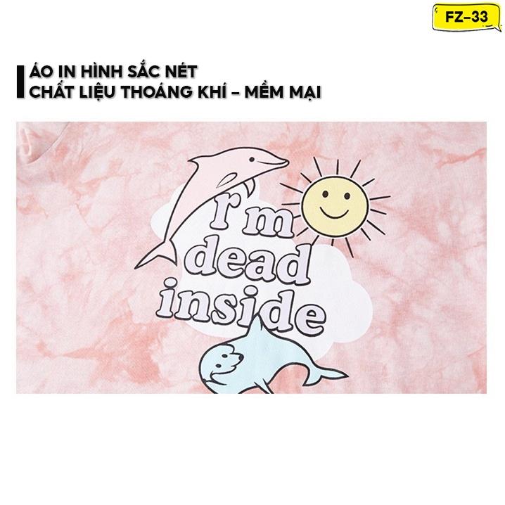 Áo Thun Cổ Tròn Màu Loang In Hình Cá Tính Kích Cỡ Freesize FZ-033