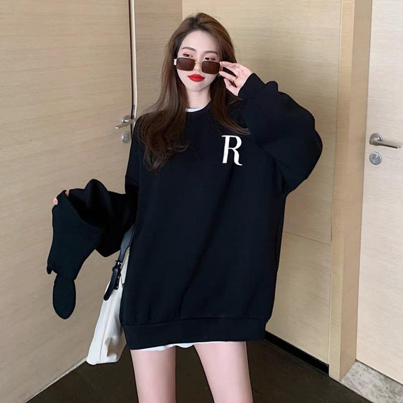 Áo hoodie nữ, áo Sweater nữ phom rộng chữ R chất đẹp-không bai xù