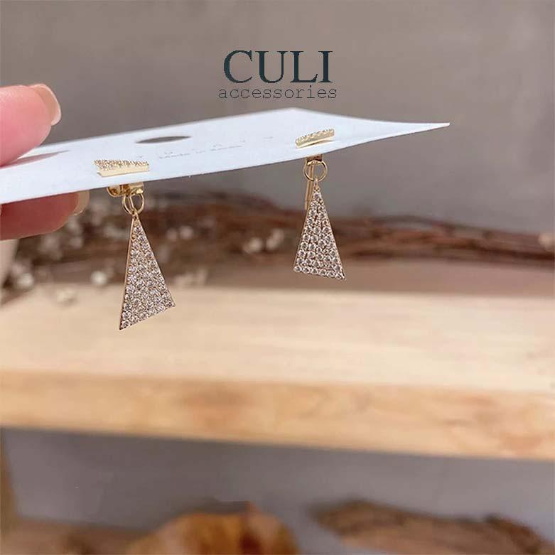 Khuyên tai dáng dài hình tam giác kết đá sang trọng HT655 - Culi accessories