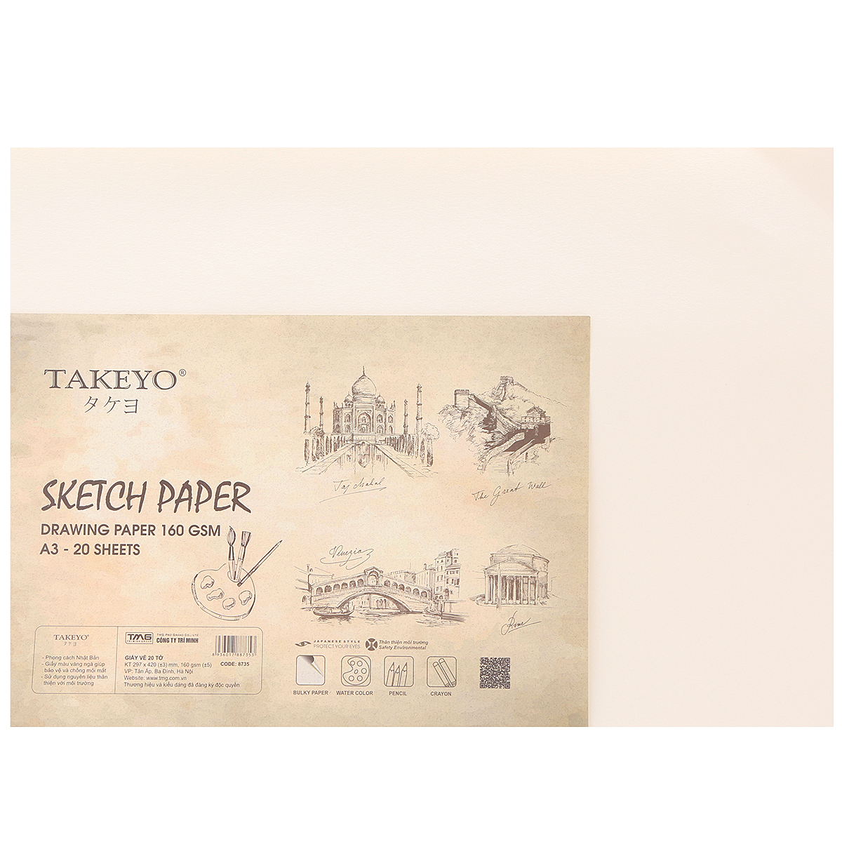 Giấy Vẽ Takeyo 8735 A3 - 20 Tờ DL160G - Giao Mẫu Ngẫu Nhiên