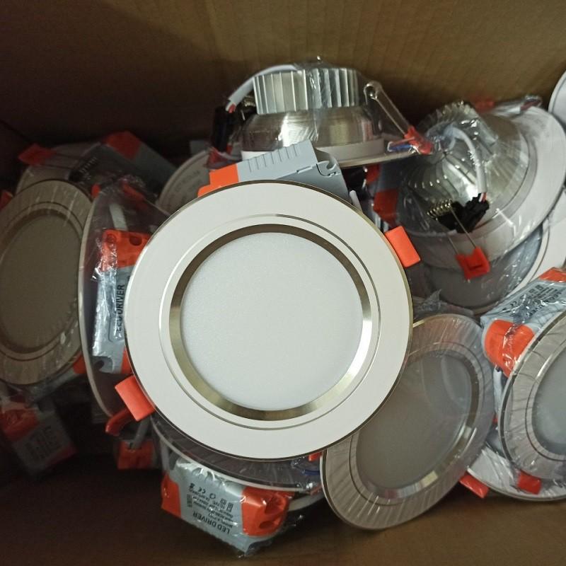 10 đèn âm trần 7W viền vàng / Viền bạc phi 90 3 chế độ màu -