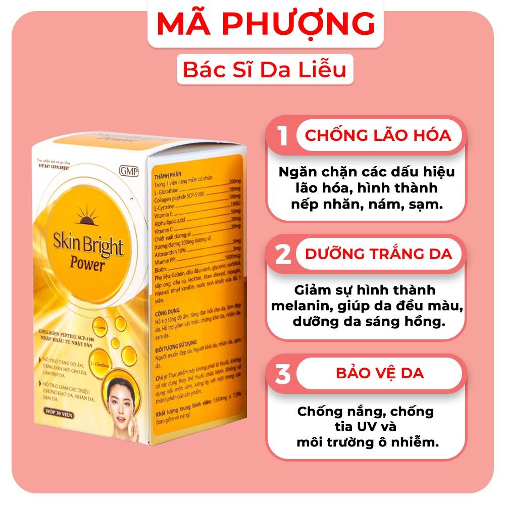 Viên uống trắng da, giảm thâm nám Skin Bright Power Hộp 30 viên - Bác sĩ Mã Phượng