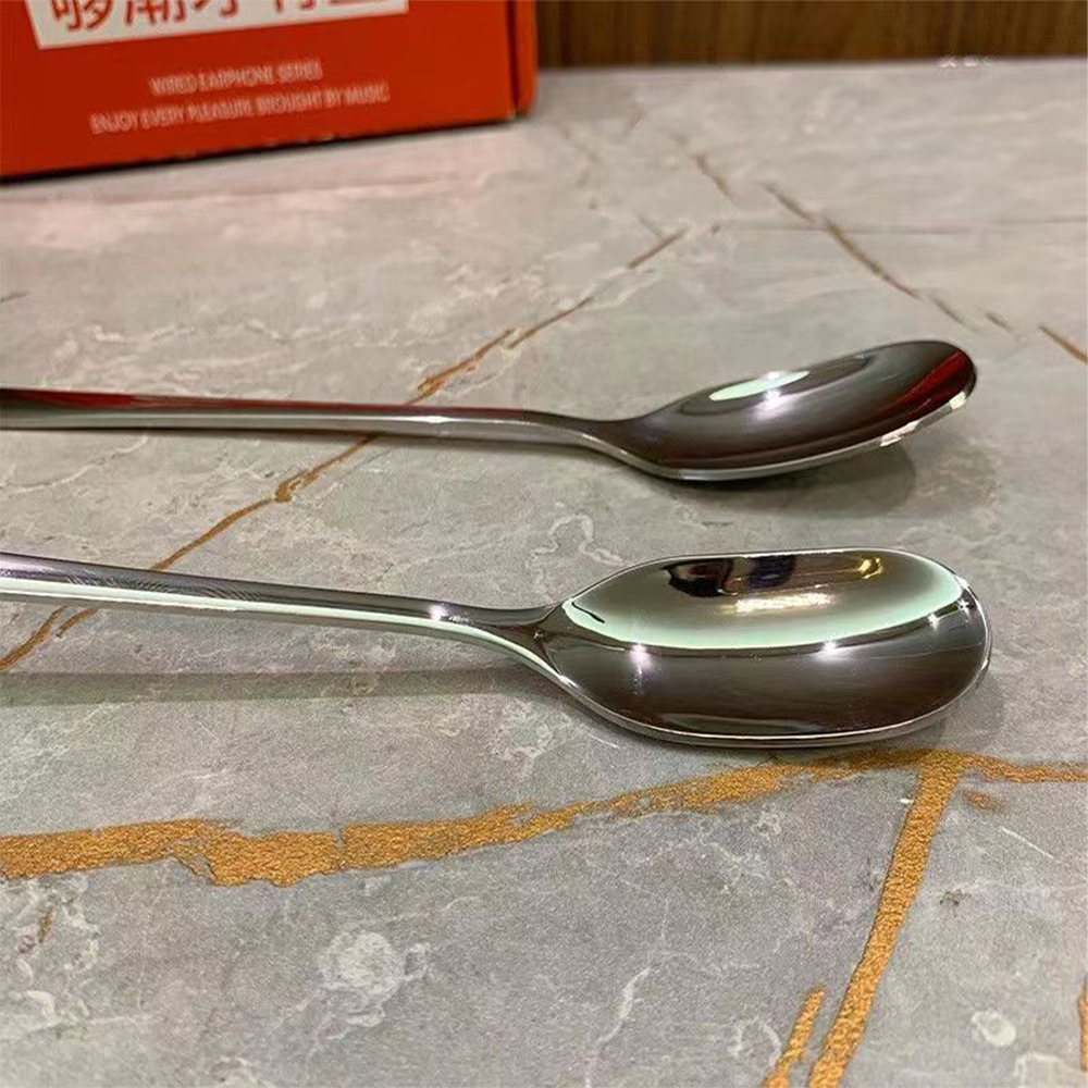 Combo 5 muỗng thìa cafe dài chất liệu Inox không gỉ dày dùng để ăn bánh kem rau củ chè đa năng tiện dụng D01