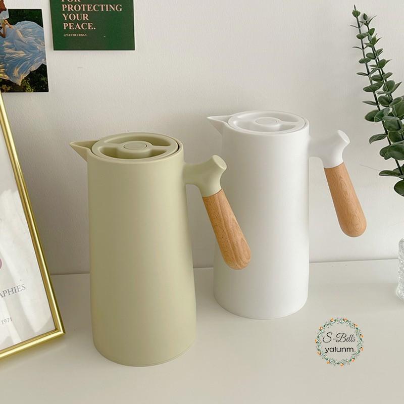 Đĩa đựng nước sốt "OuleiBình nước giữ nhiệt bằng kính cỡ lớn có tay cầm bằng gỗ tiện dụng