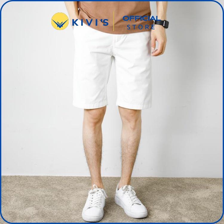Quần short nam OKYI chất liệu kaki jean co giãn thiết kế đơn giản chuẩn form KIVI'S