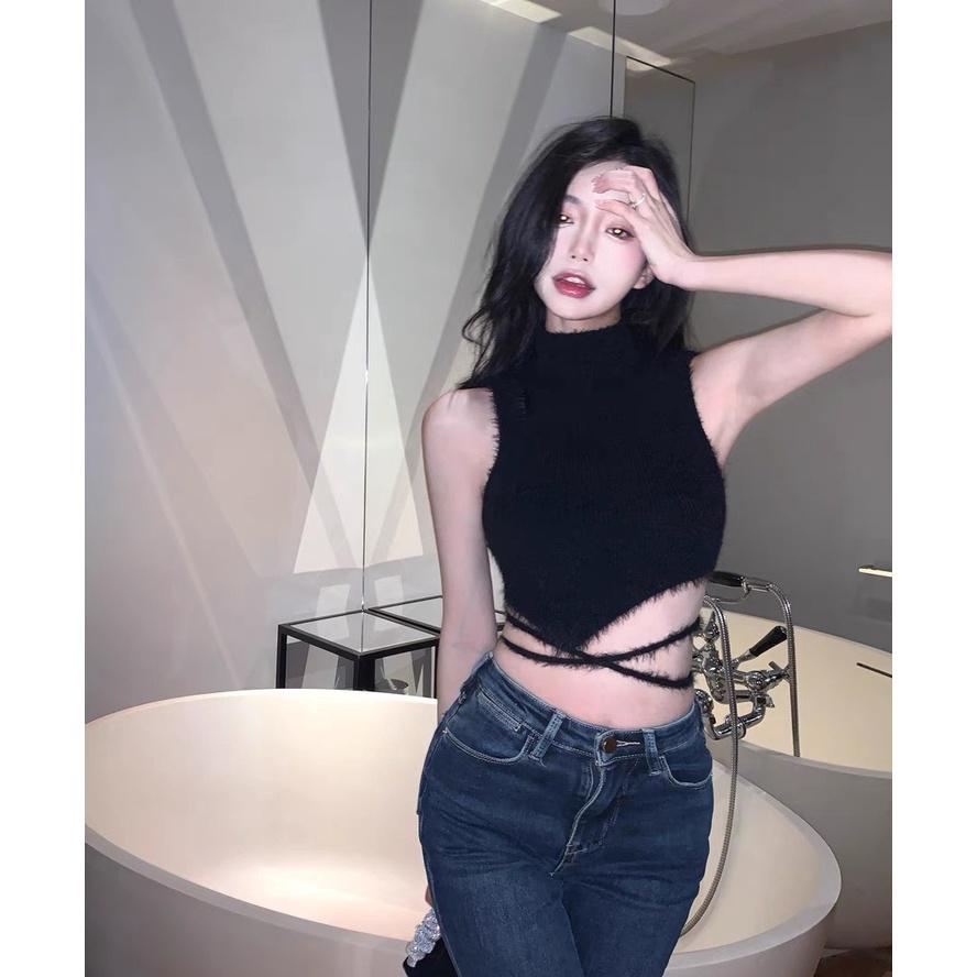 Áo croptop sát nách PINKSTORE29 chất lông, khoe lưng gợi cảm A5496