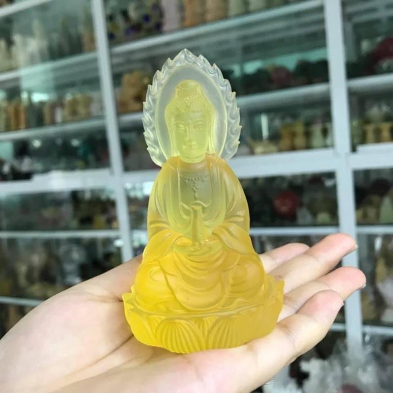 Phật Quan Âm Ngọc Lưu Ly 2 Bên - cao 10cm